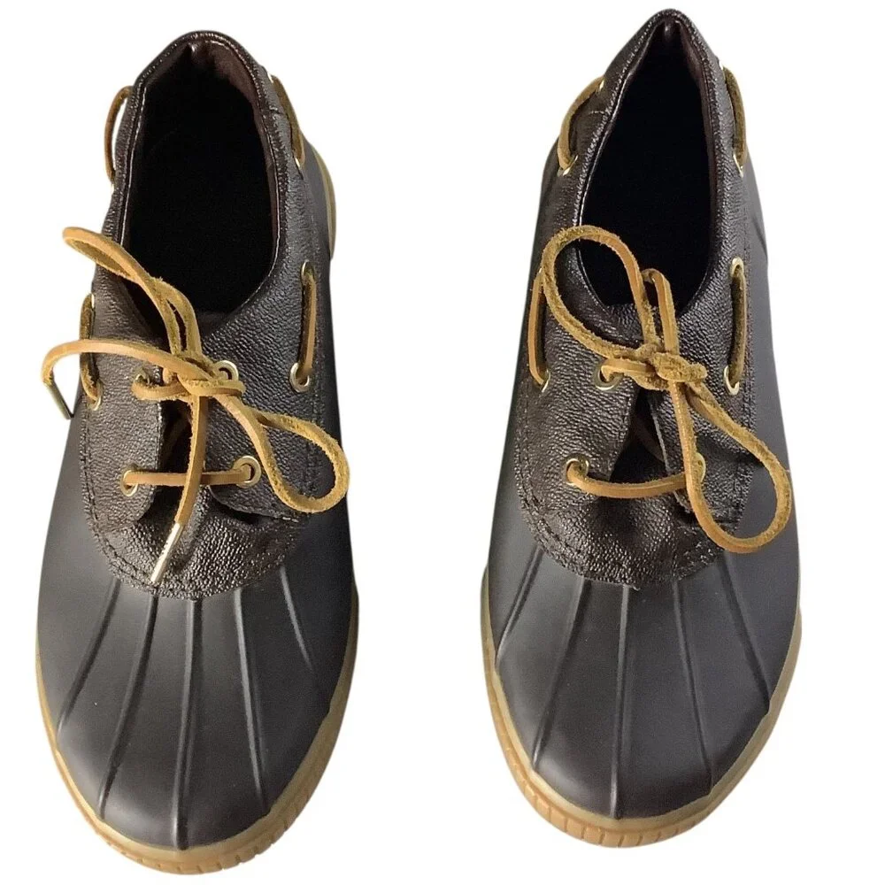 Michael Kors Womens Duck Shoes‎ Brown Rubber Sole Lace Up Size 8 Sturdy Outdoor